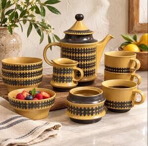 Vintage 1972 DPM Provence German Coffee Dessert Set MCM Pottery w Provenance